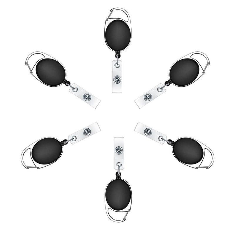 selizo 6pcs Retractable Badge Holders with Carabiner Reel Clip - Image 3